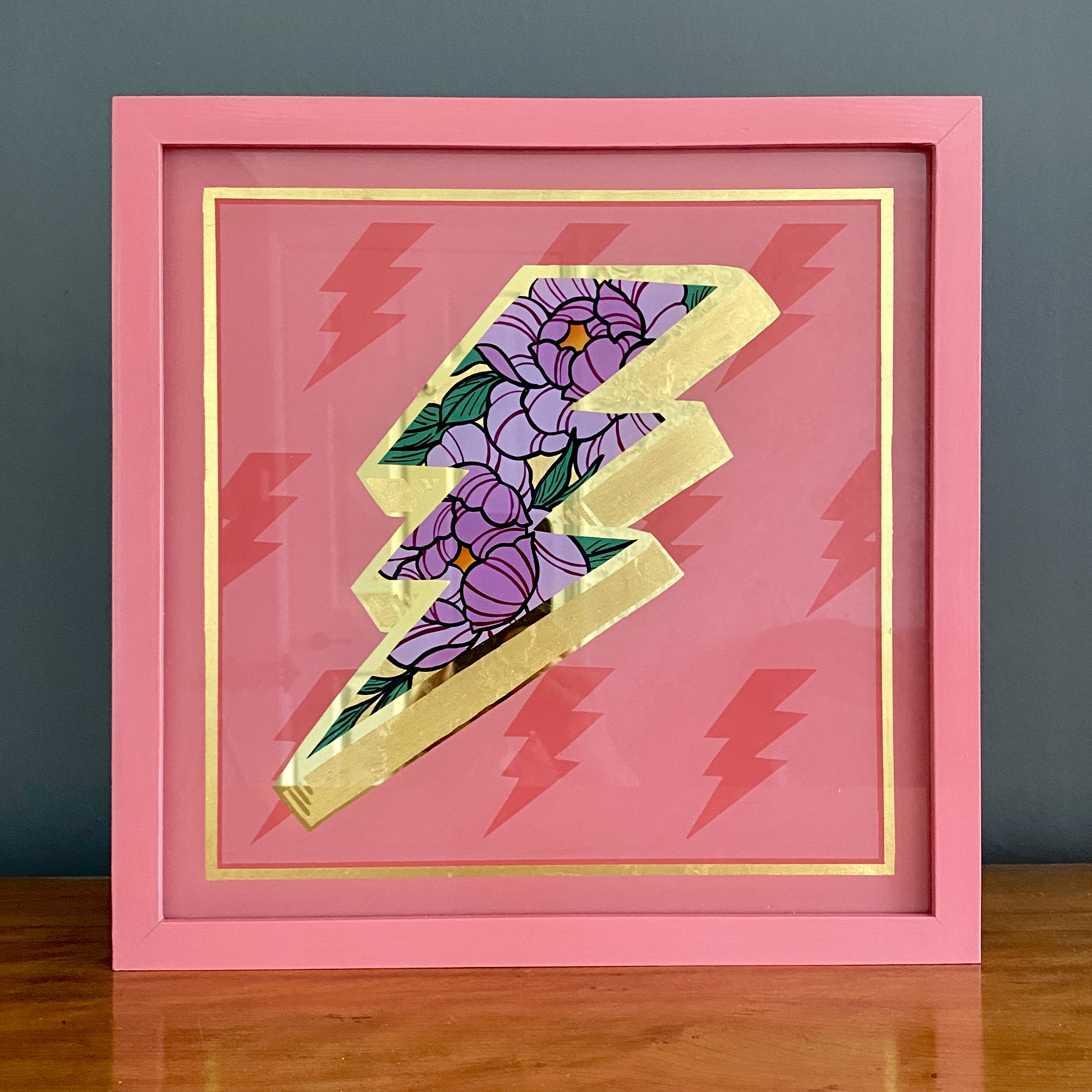 Lightning bolt with peony flowers