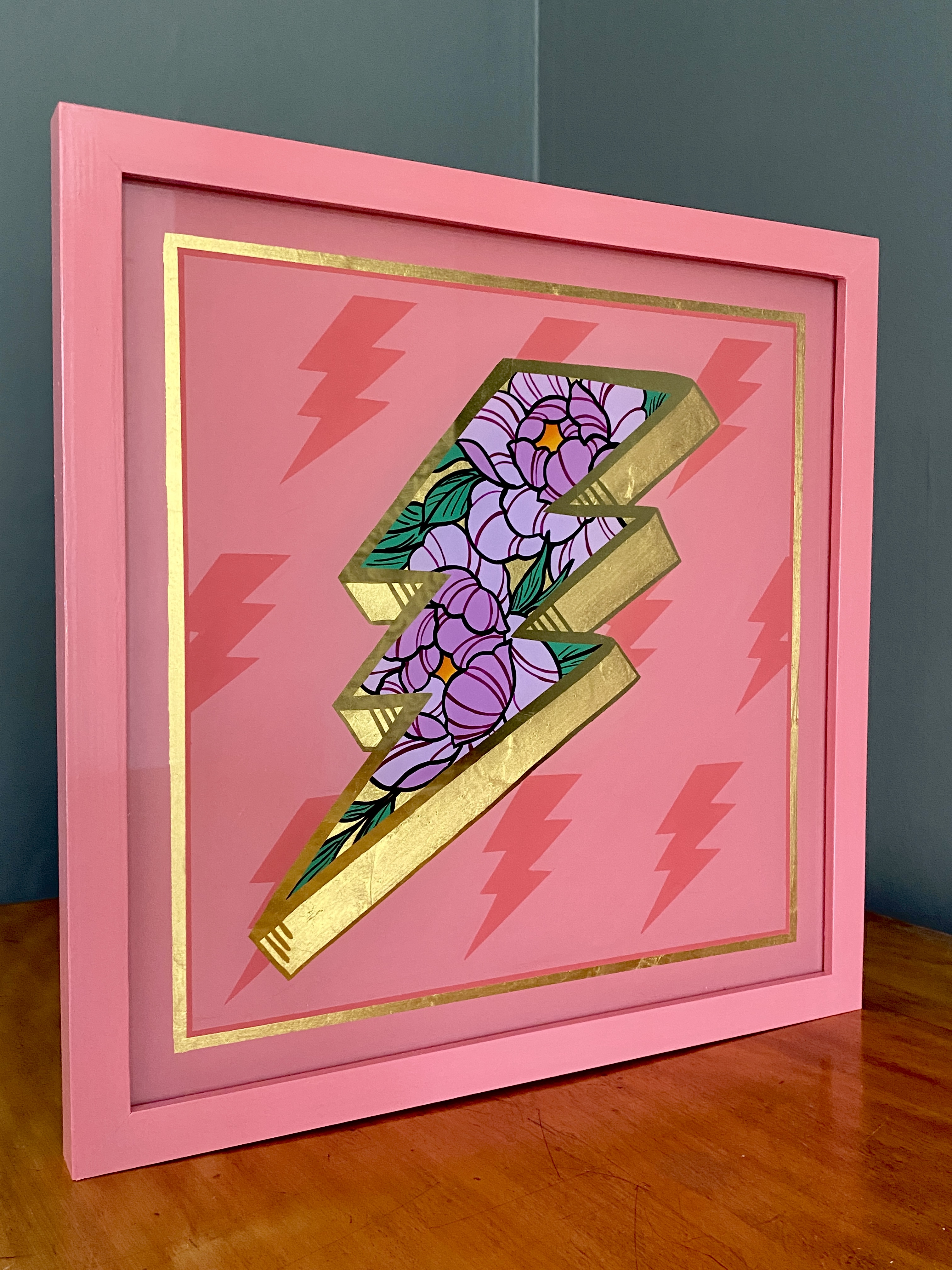 Lightning bolt with peony flowers