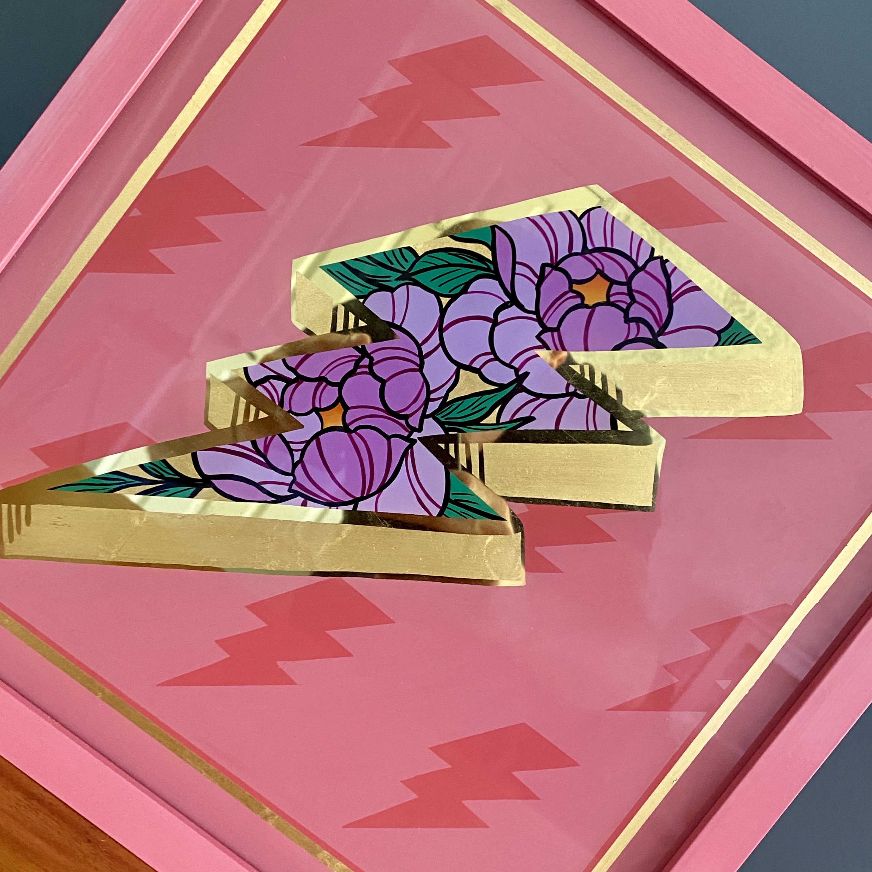 Lightning bolt with peony flowers