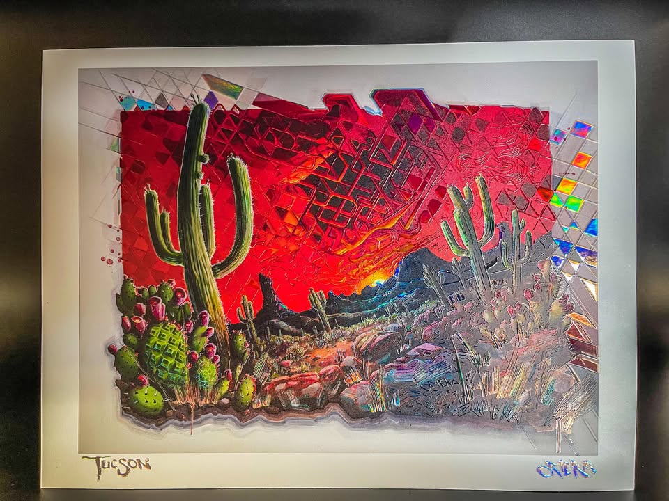 'TUCSON' Embossed Holographic 