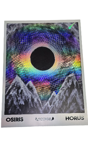 Osiris & Horus Embossed holographic with white border   