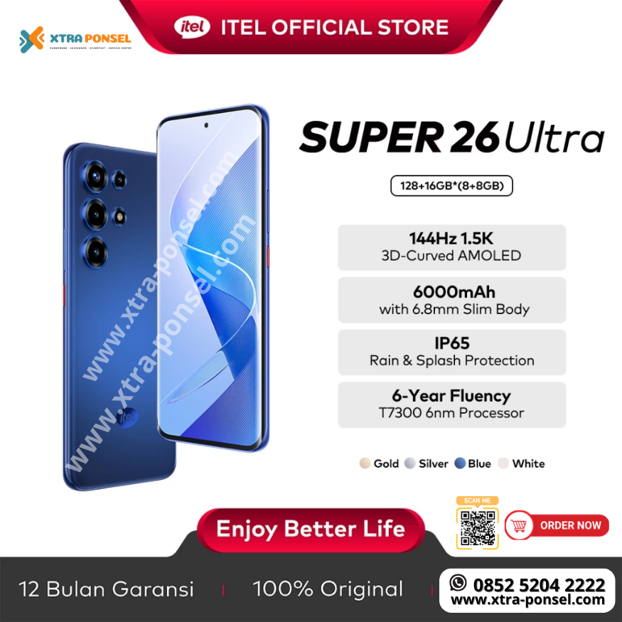 itel S26 Ultra 8+8/128GB | 144Hz 1.5K AMOLED, 6000mAh, IP65 Waterproof, Gorilla Glass 7i, AI Eraser, NFC