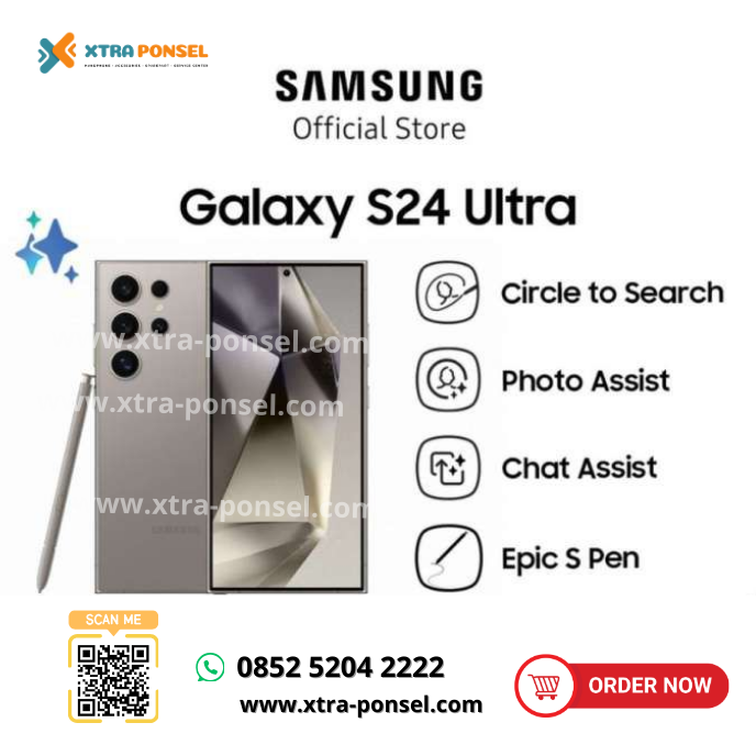 Samsung Galaxy S24 Ultra Handphone AI, Original, Kamera 200MP 12/512GB 12/256GB