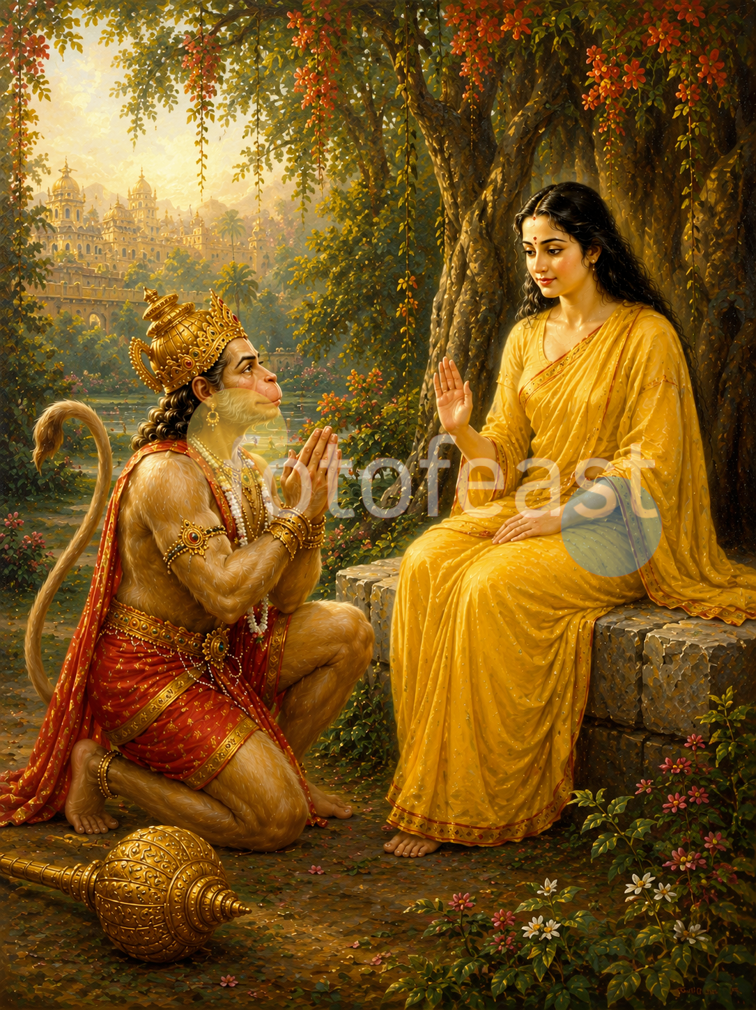 maa sita and hanuman in ashok vatika