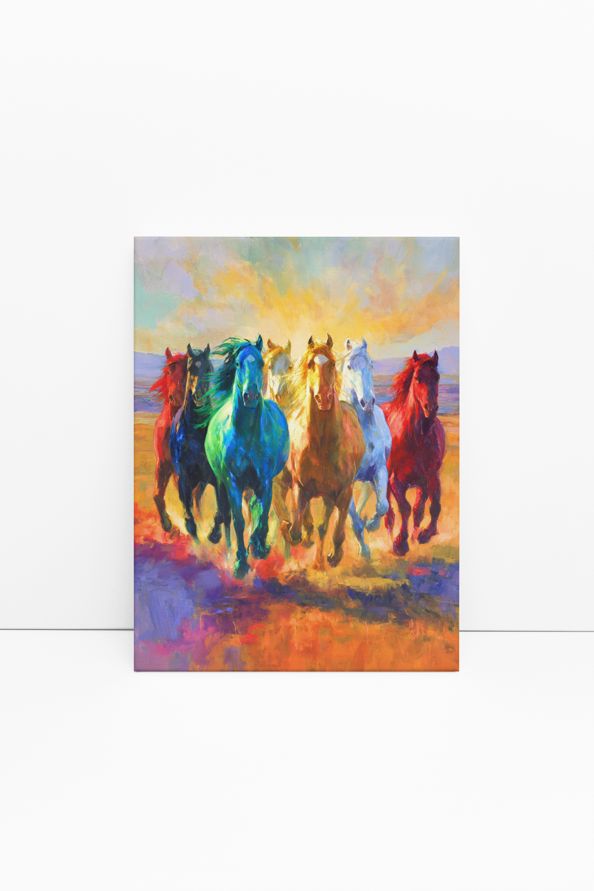 seven colourful horses