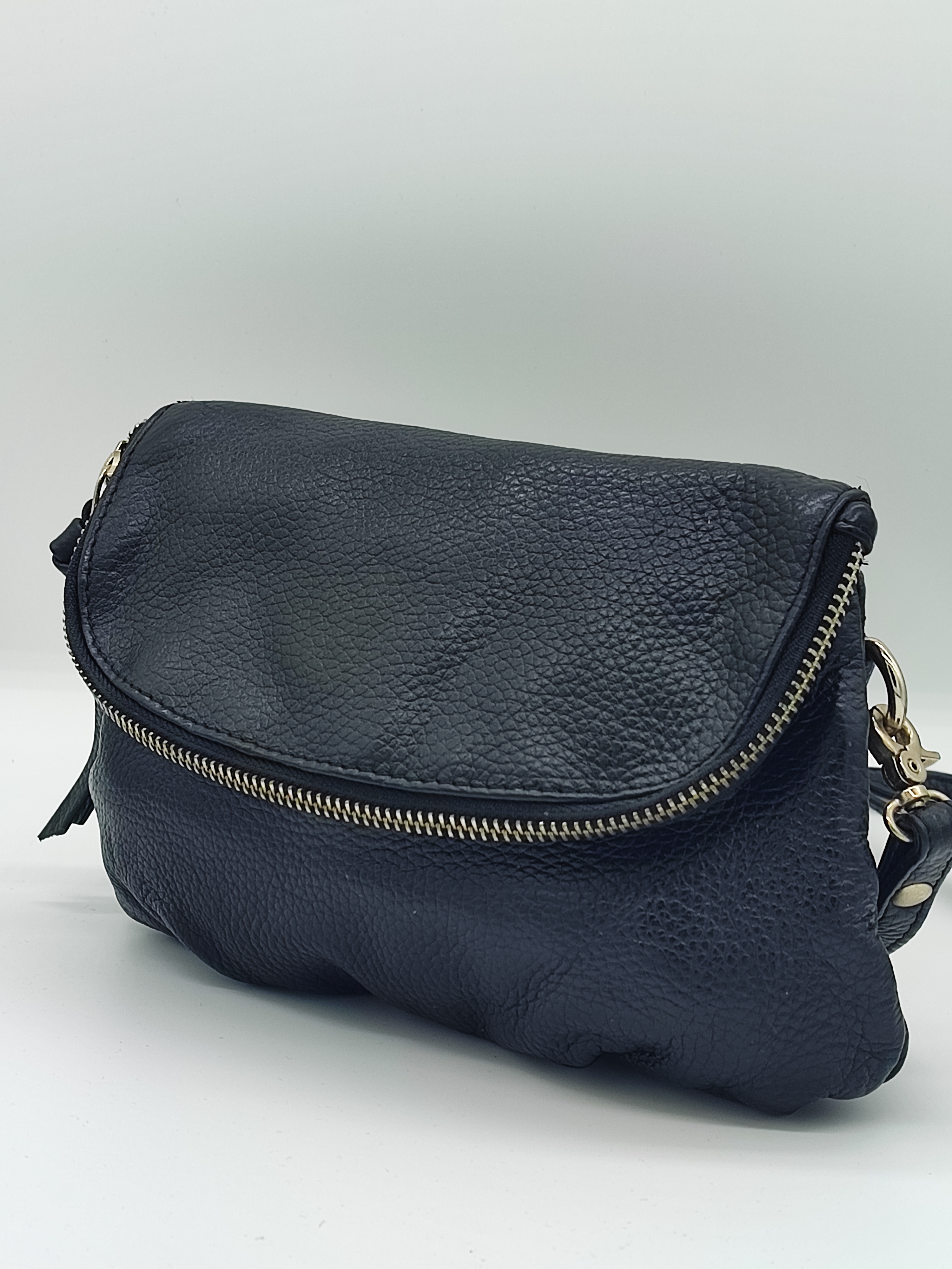 Black Leather Sling Bag