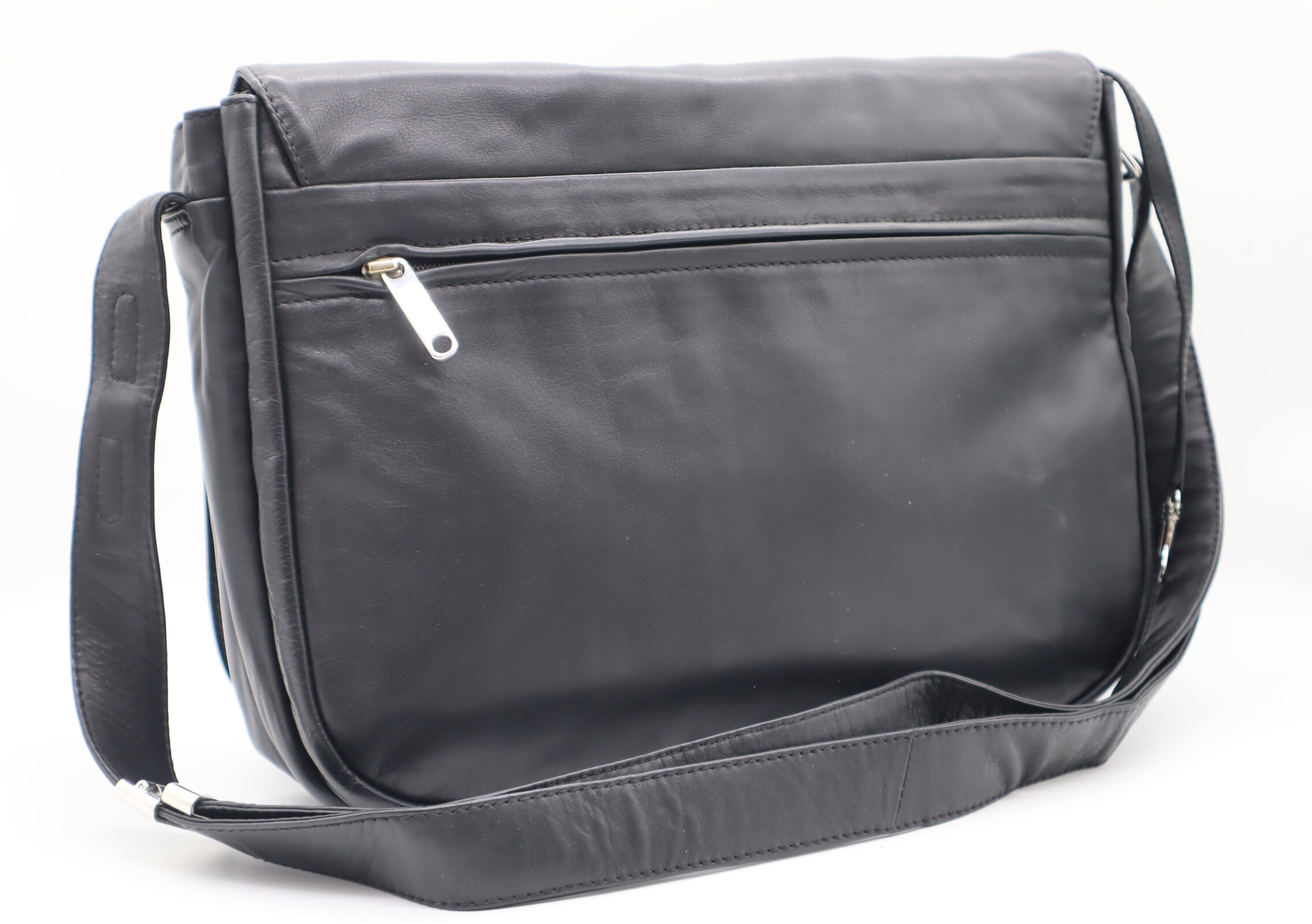 Black Leather Messenger Bag