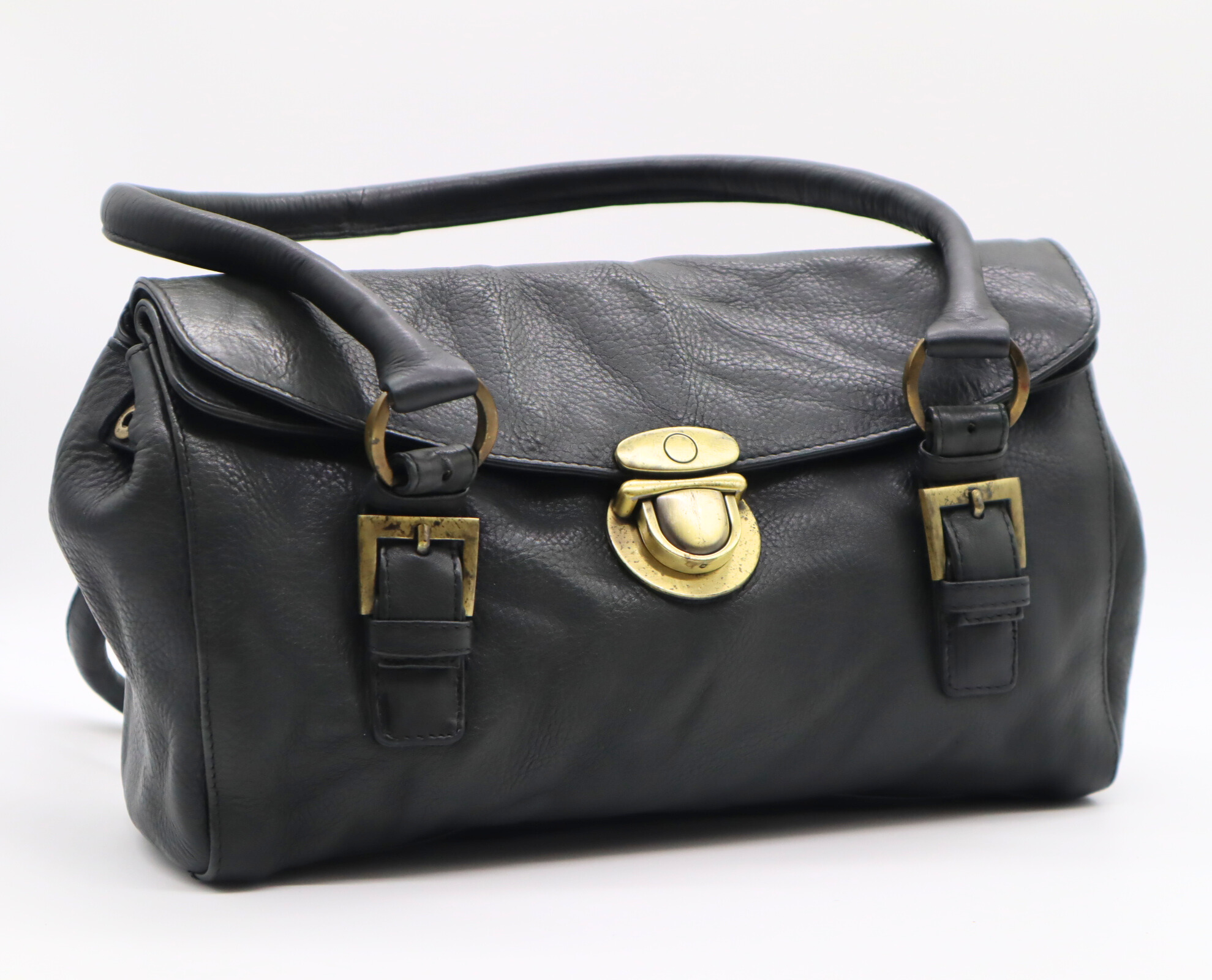 Classic Black Leather Handbag