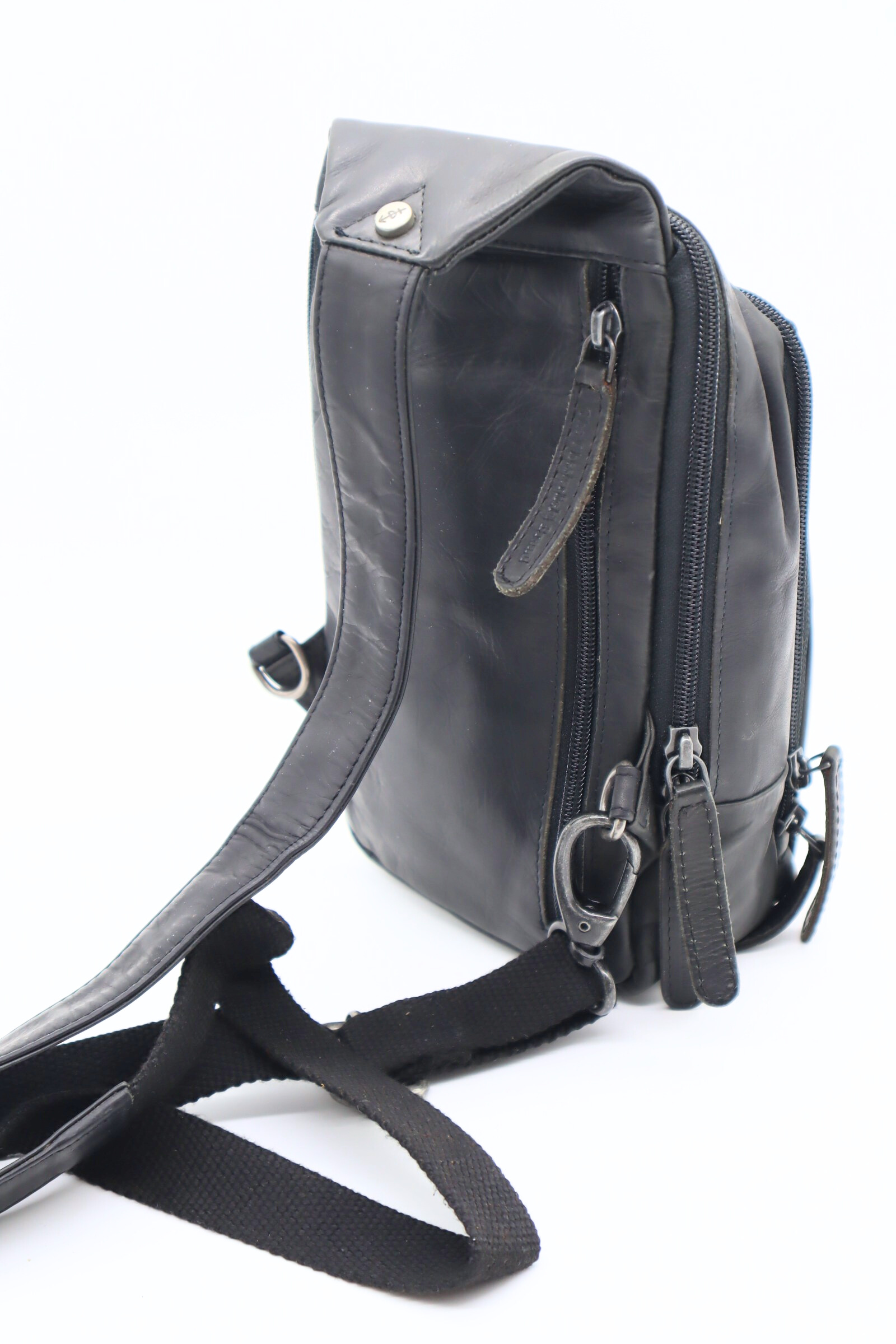 Black Leather Sling Bag