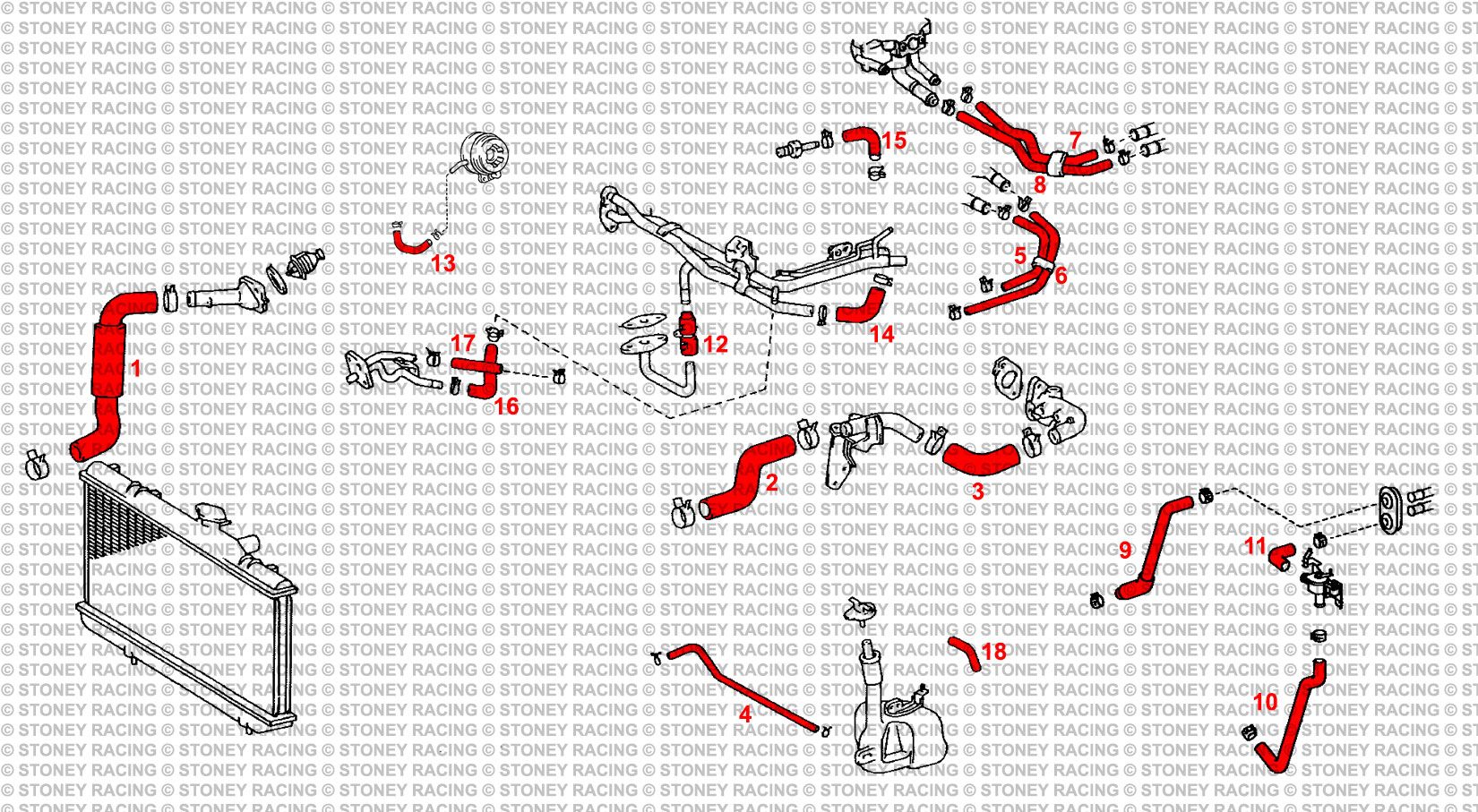 Toyota Celica GT4 ST185 Silicone Radiator Coolant Hose Kit