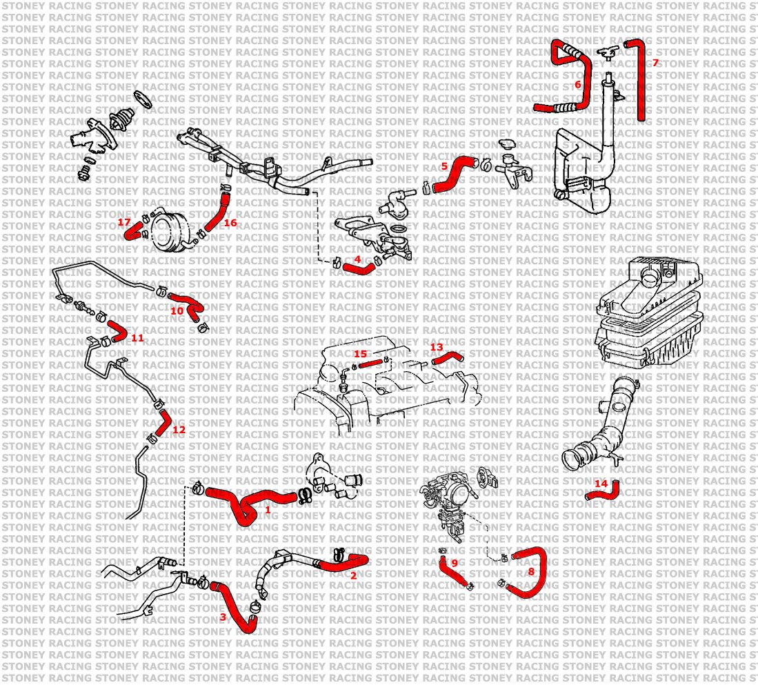Toyota MR2 MK2 NA Rev 3 Silicone Ancillary Cooland and Breather Hose Kit