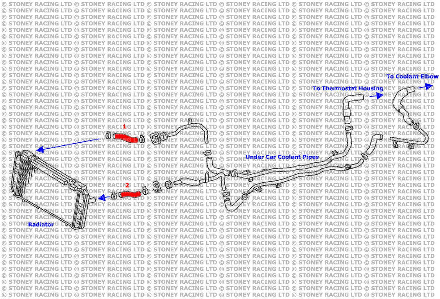 Toyota MR2 MK2 Silicone Radiator Hose Kit
