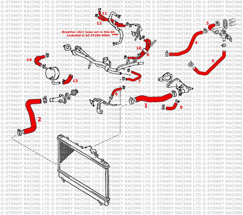 Toyota Celica GT4 ST205 Silicone Radiator Coolant Hose Kit