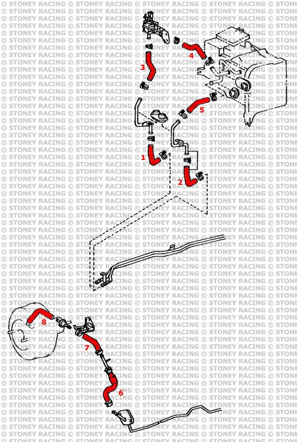 Toyota MR2 MK1 AW11 RHD Silicone Front Trunk Heater & Brake Booster Hose Kit