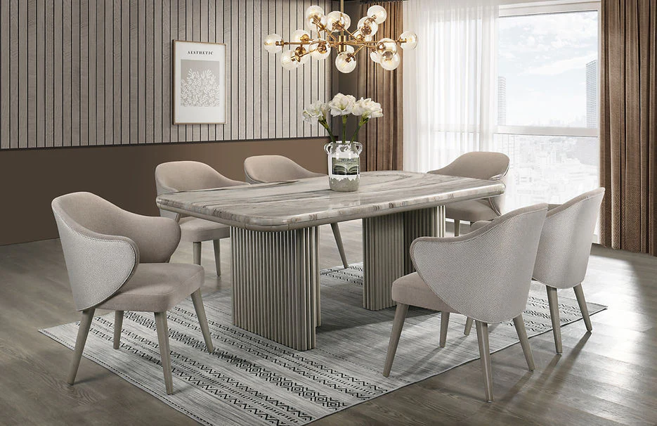 D1300 Adriana (Marble) 7pcs Dining Set
