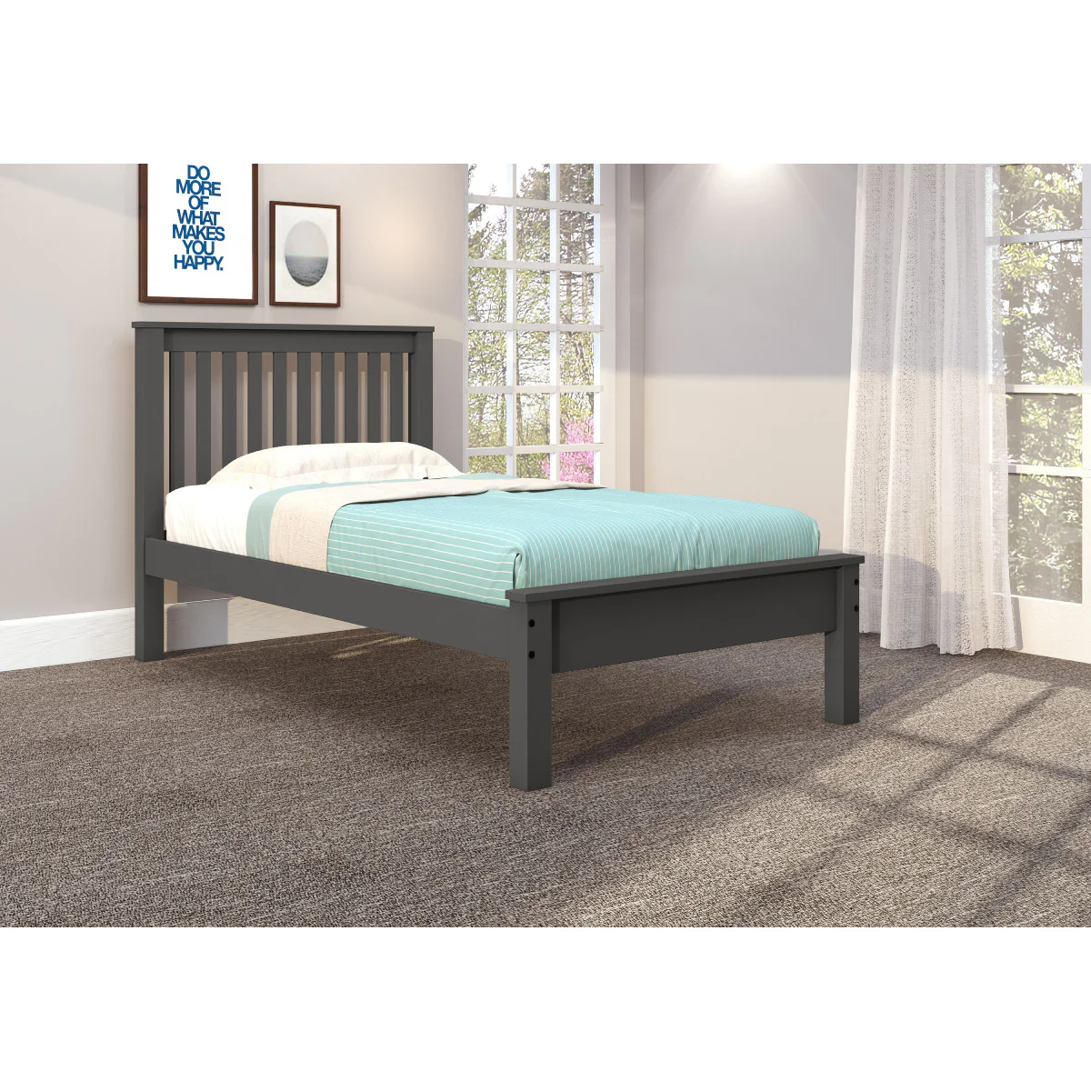 Donco 500 Twin Contemporary Bed Dark Grey Under Bed Storage / Trundle
