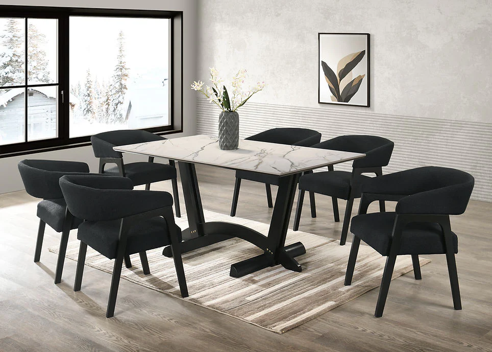 D1401 Nava (White) 7pcs Dinning Set