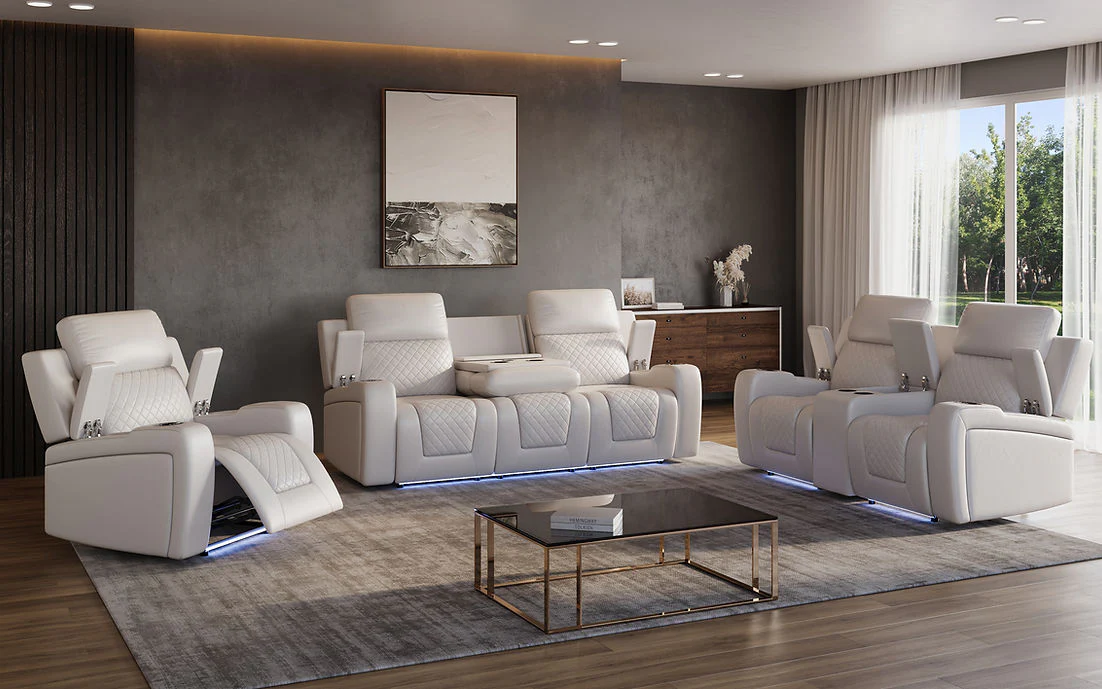 S1890 Bomer (White) 3pcs Power Reclining Set