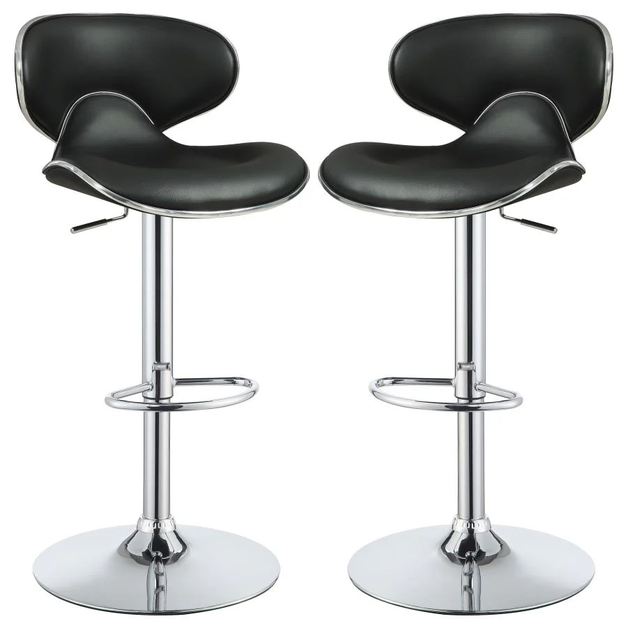 Edenton Upholstered Adjustable Bar Stool Black (Set of 2)
