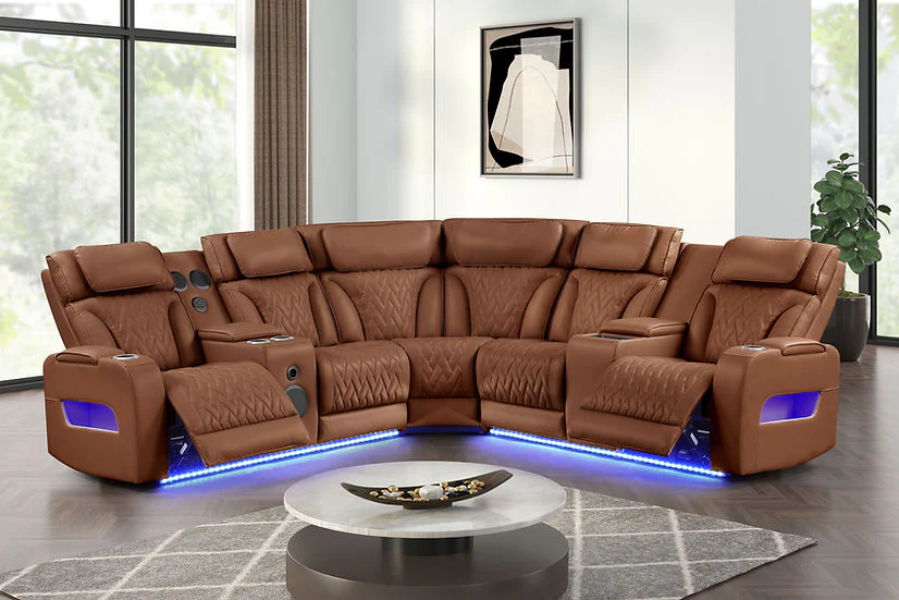 S2024 Skyline (Brown Caramel) Power Reclining Sectional