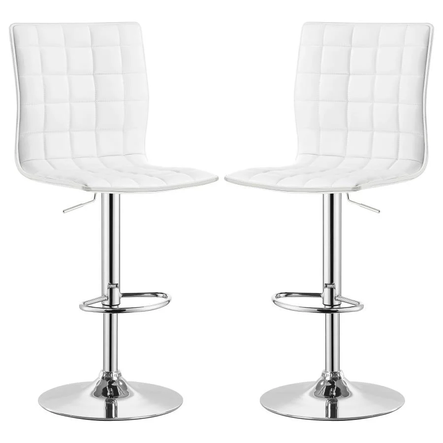 Ashbury Upholstered Adjustable Bar Stool White (Set of 2)