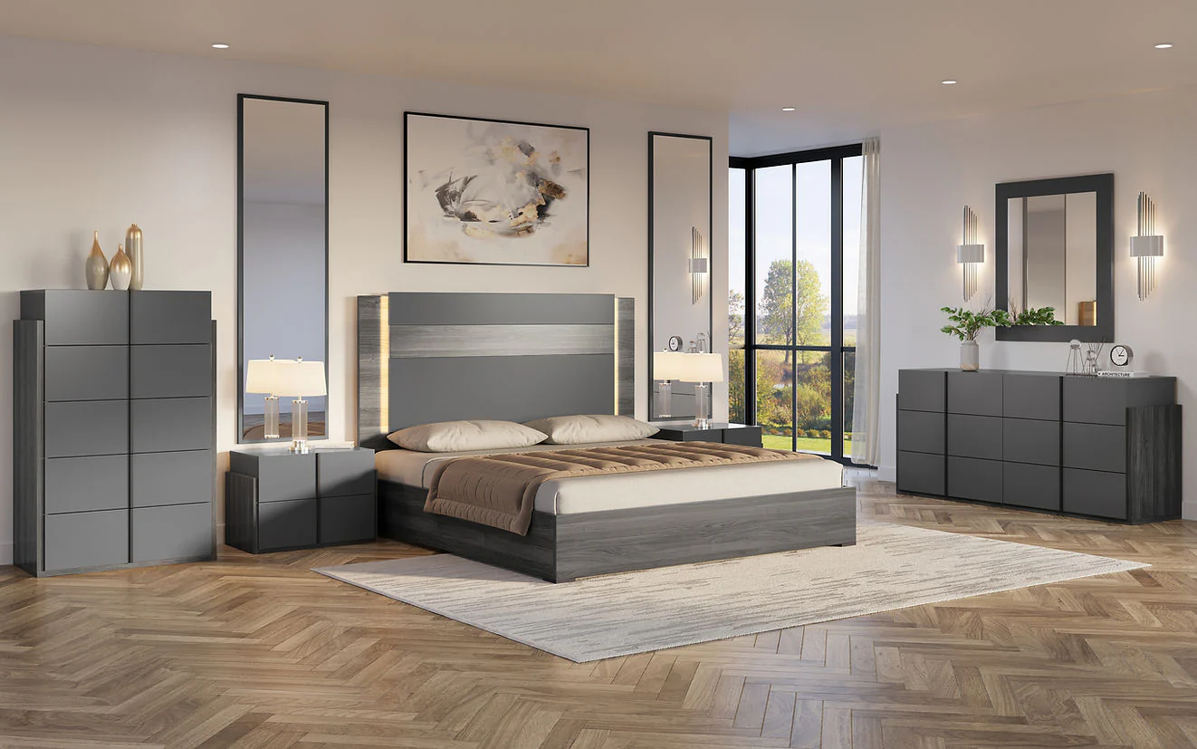 Aryan Collection (Grey) Bedroom Furniture Set