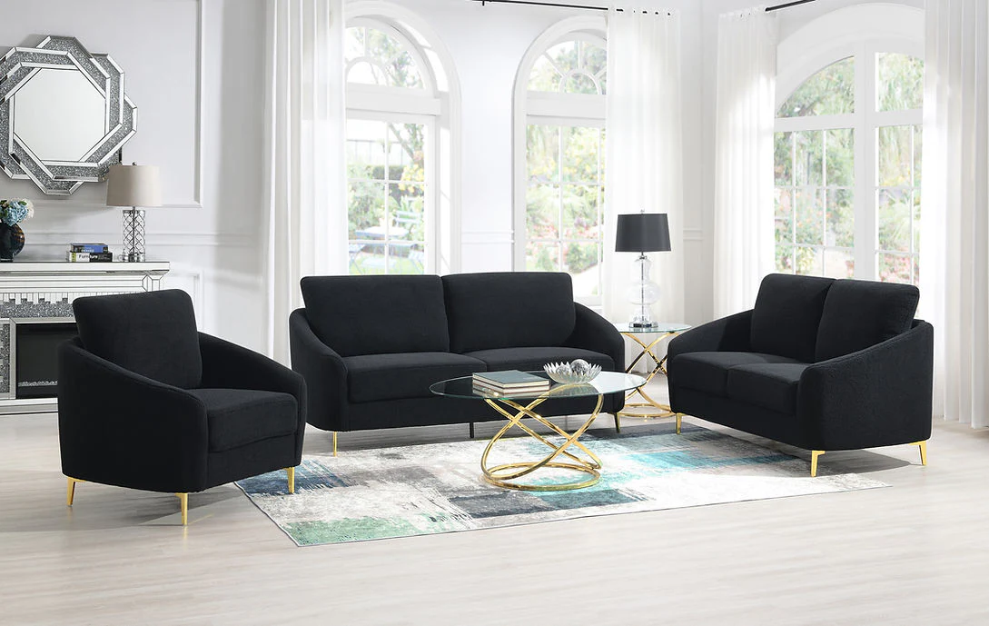 S160 Lila (Black) Sofa & Loveseat