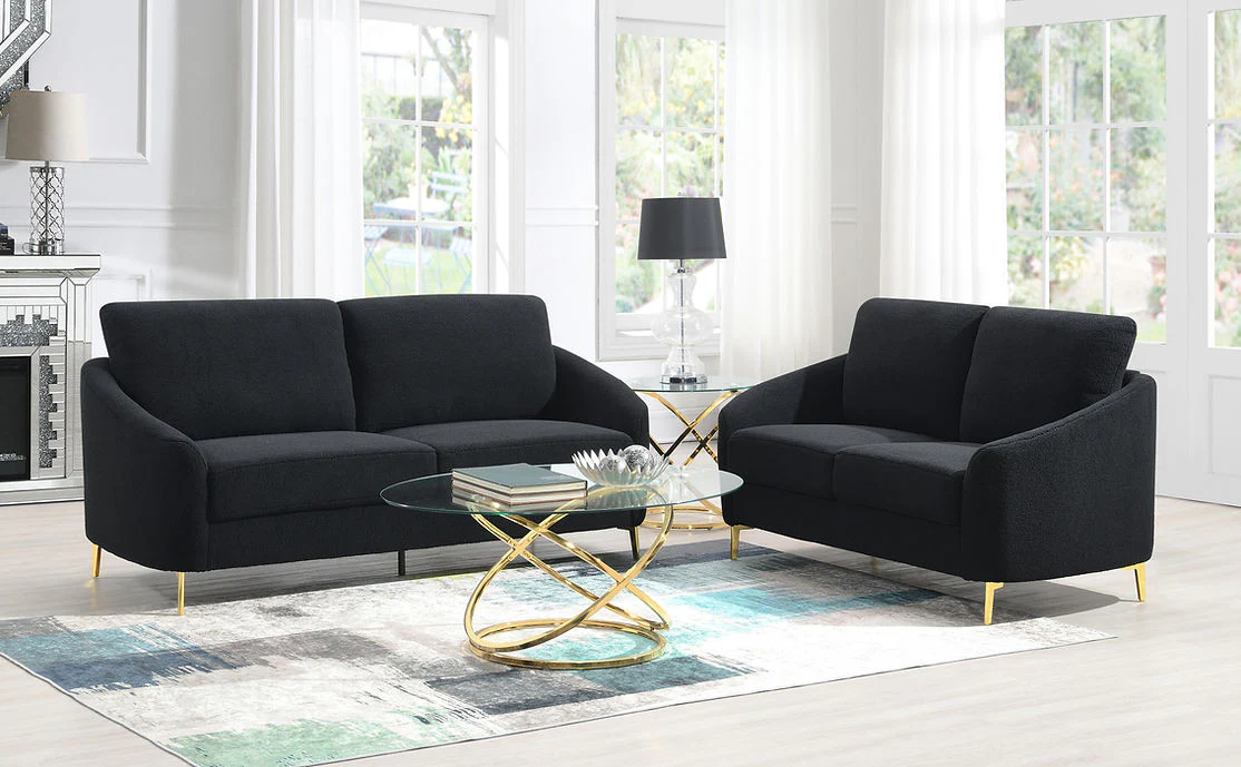 S160 Lila (Black) Sofa & Loveseat