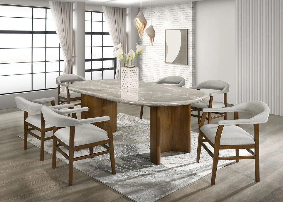D1350 Cyra (Marble Top) 7pcs Dining Set