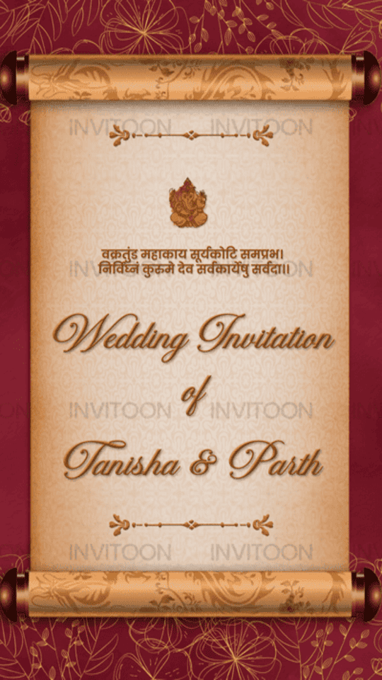 Indian Ancient Scroll Wedding Video Invitation | Royal & Timeless Design,  Design No 1038