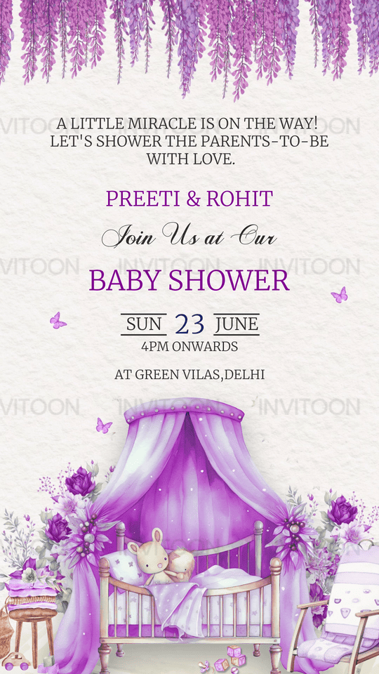 Baby Girl Announcement Video Invitation | Adorable Digital Invite,  Design No 1034