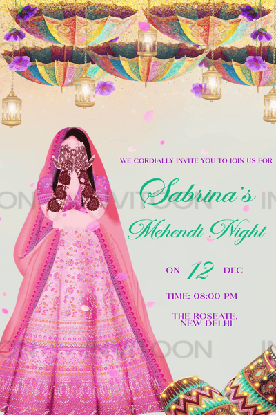 Mehendi Night Invitation Video | Unique Wedding E-Card, Design No 1059