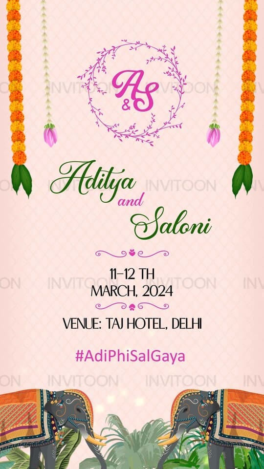 Indian Wedding Digital Video Invitation, Design No 1009