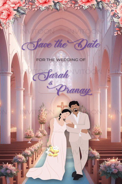 Christian Wedding Video Invitation Card | Digital Wedding Invite, Design No 1050