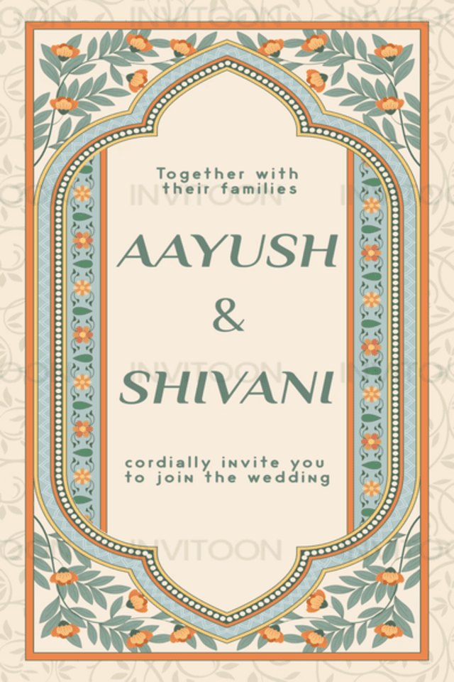 Haldi & Sangeet Video Invitation | Floral Traditional Indian Wedding Design, Design No 1021