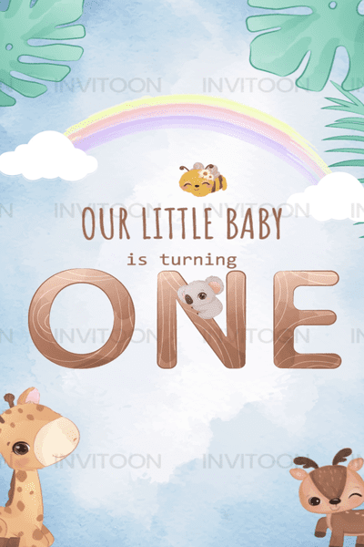 Kids First Birthday Video Invitation Card | Cute & Creative, Designs No 1048