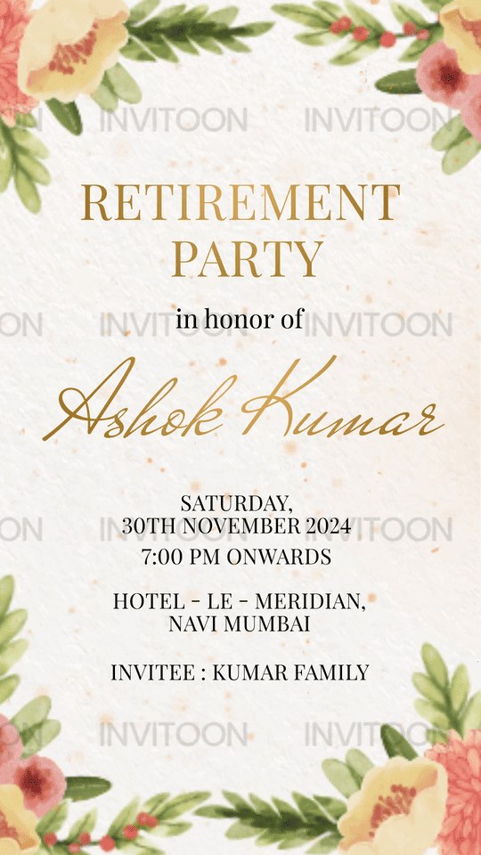 Retirement Party Digital Invitation Templates | Send Online Instantly, Design No 1069