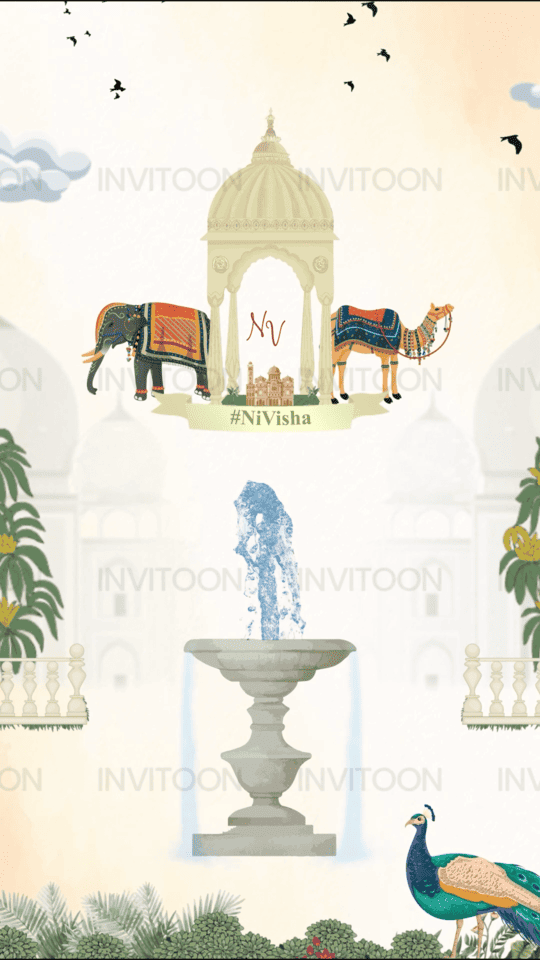 Traditional Indian Mughal Wedding Video Invitation, Design No 1017