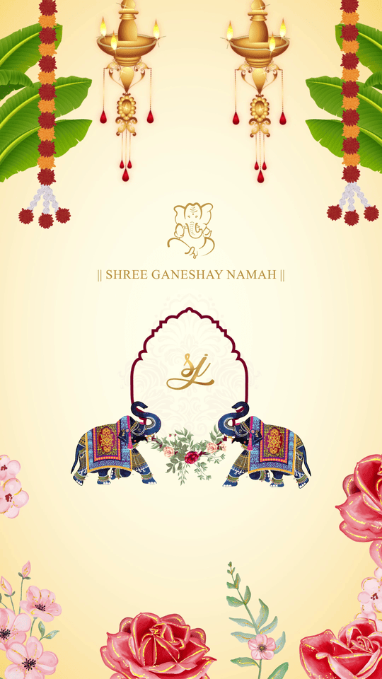 South Indian Theme Wedding Video Invite | Traditional & Elegant E-Card, Design No 1074