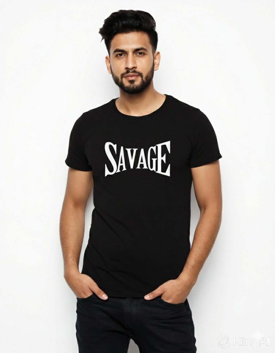 SAVAGE Printed Black T-Shirt