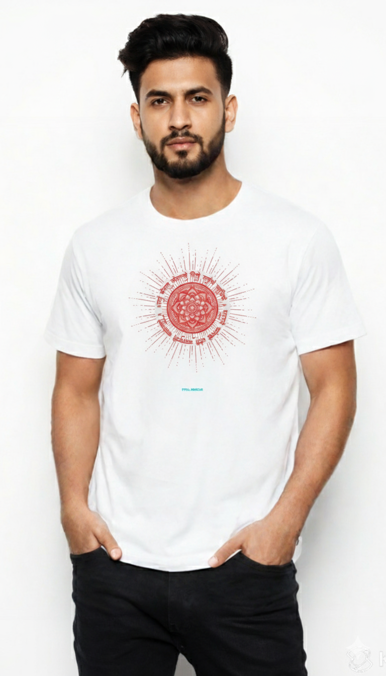 White Aztec Calendar Graphic T-Shirt
