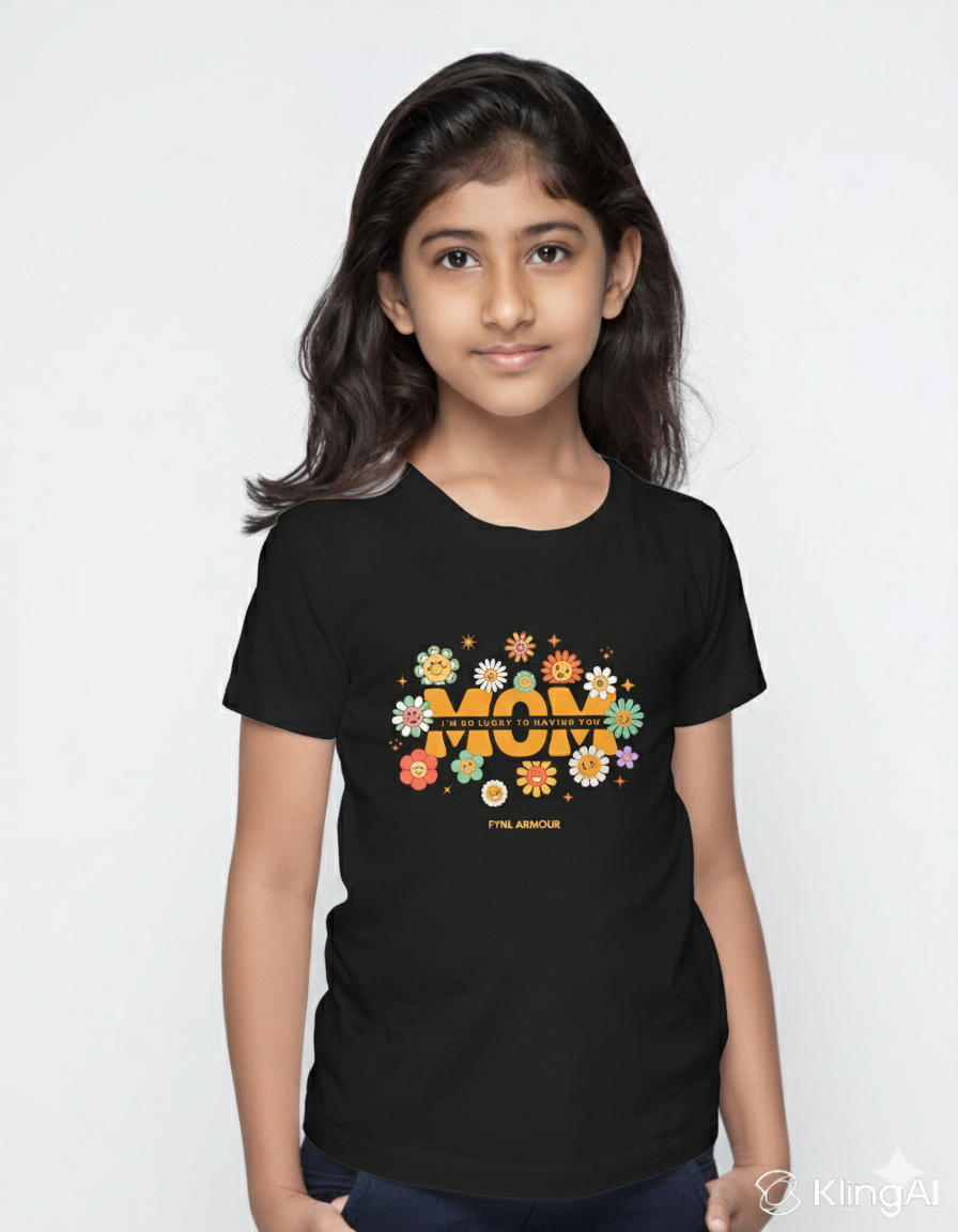 Black MoM Flower Graphic T-Shirt