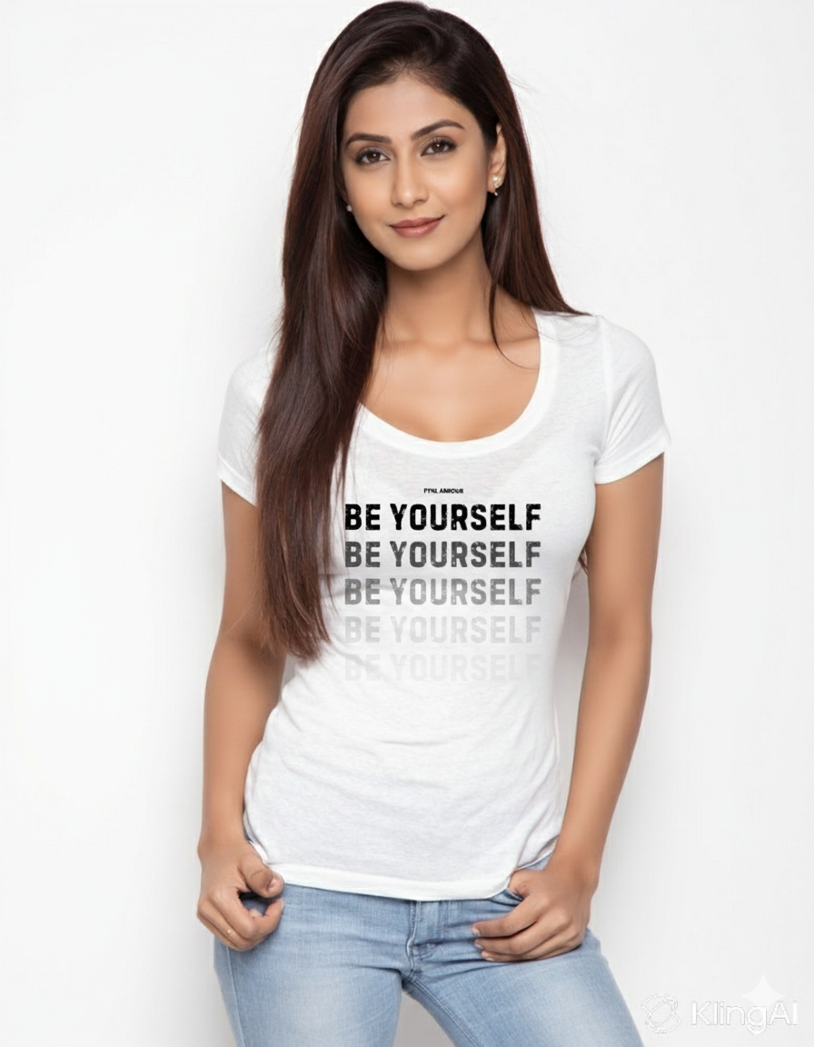 Be Yourself Printed White T-Shirt