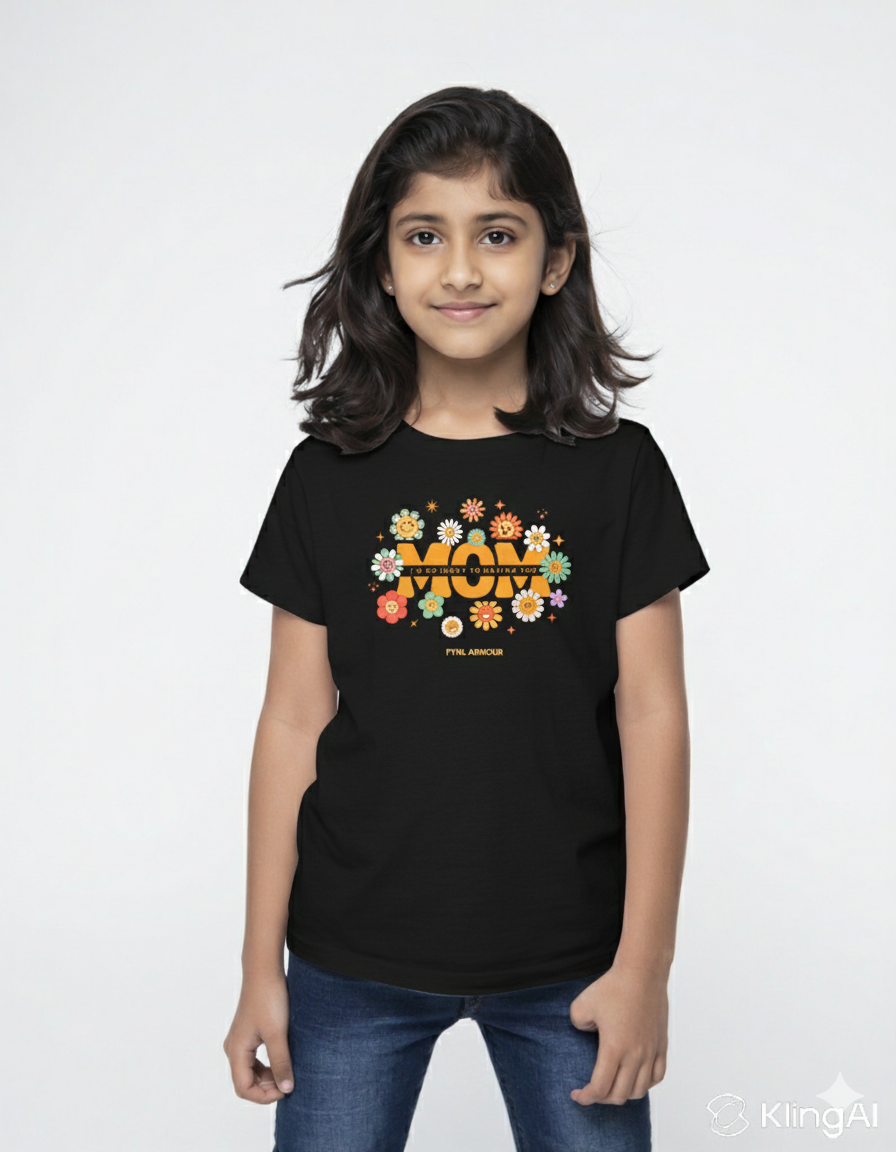 Black MoM Flower Graphic T-Shirt