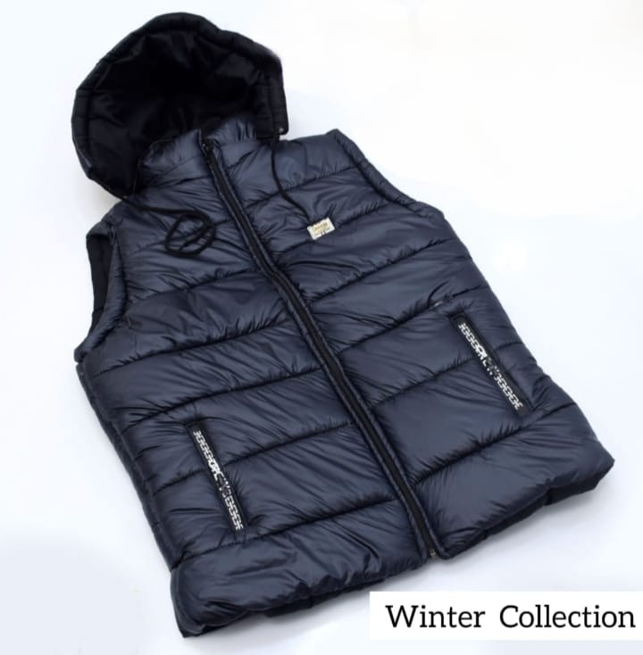 Black Puffer Vest with Hood