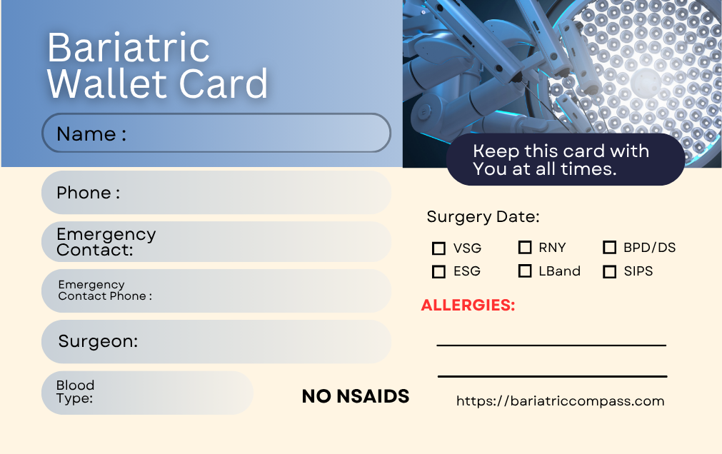 Bariatric Wallet Card
