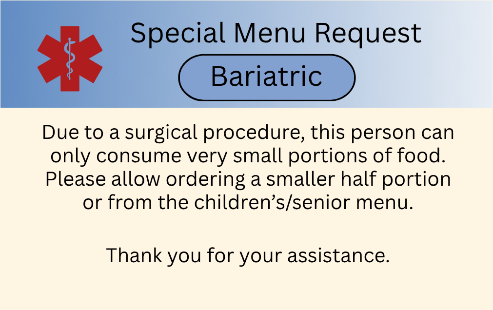 Bariatric Wallet Card - Personalized