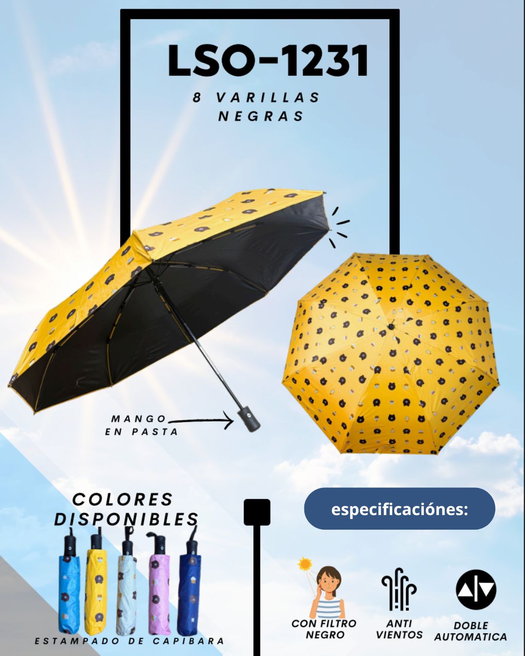 LSO-1231 Capybara Print Umbrella