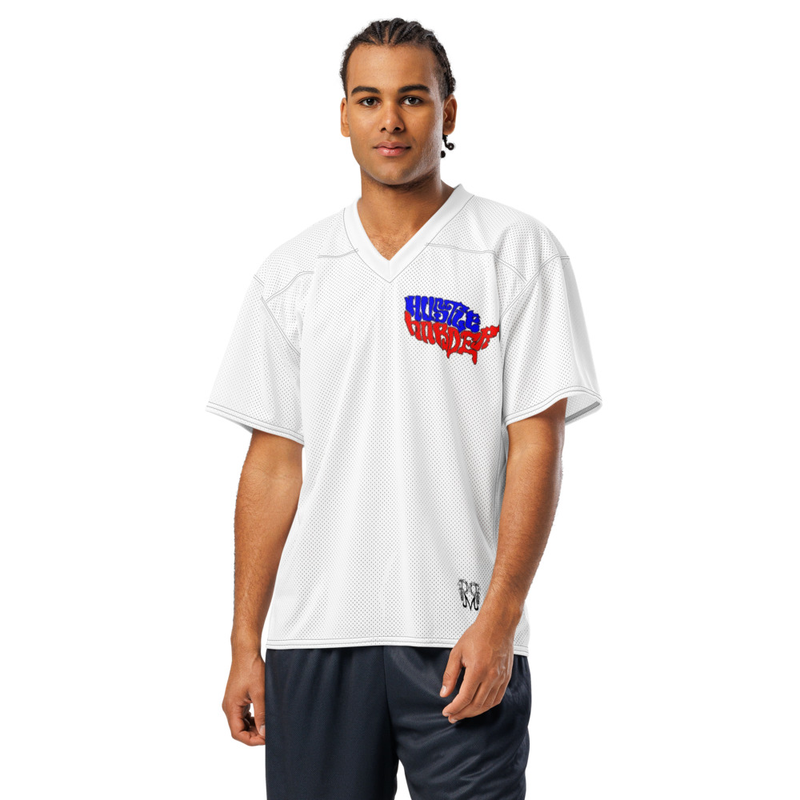 Hustle Harder American football jersey