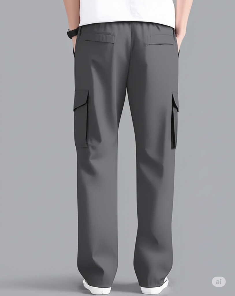 Men Relaxed Fit Grey Cargo Pants